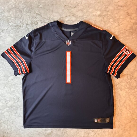 Nike Justin Fields Chicago Bears Home Game Jersey Men's Size 3X Medium Navy Blue - Picture 11 of 16
